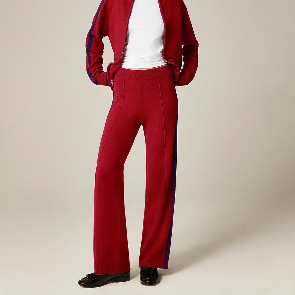 J CREW Cashmere track pant in Burgundy & Navy Size S